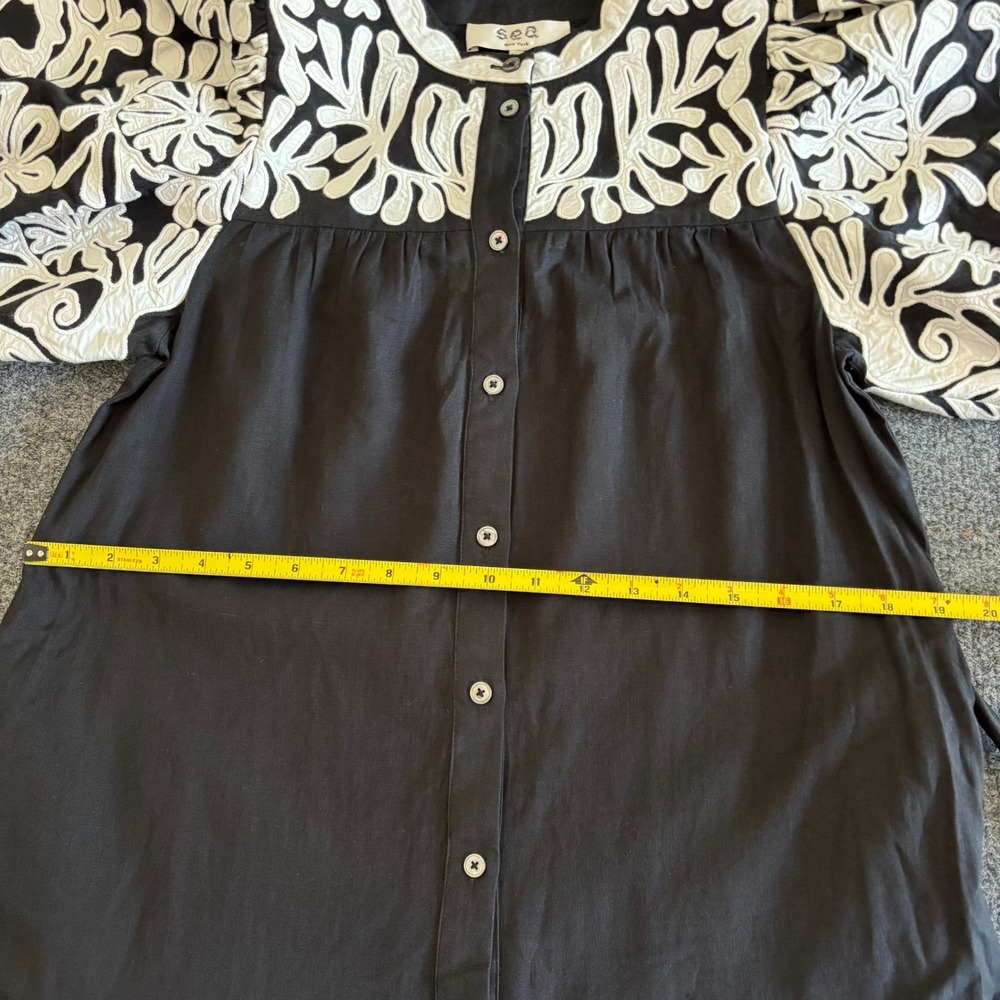 Sea New York Black White Applique Embroidered Mini Dress XS NWT Cotton Linen - Picture 4 of 10